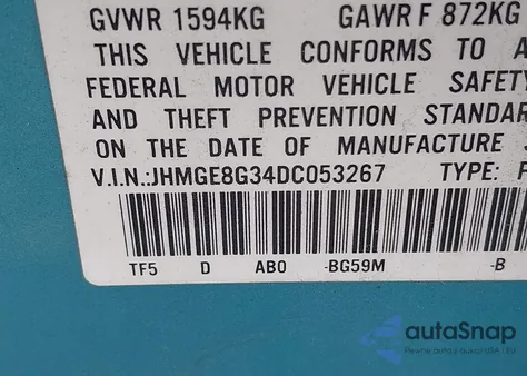2013 Honda Fit from USA, damaged, VIN JHMGE8G34DC053267